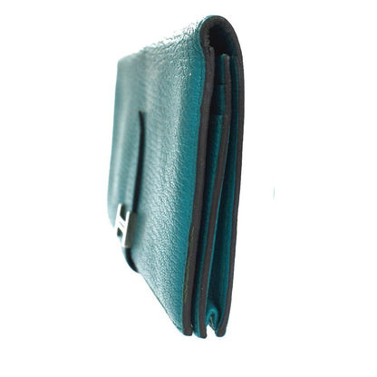 Hermes Bearn Wallet Chevre Mysore, BLUE, LEATHER, Wallets