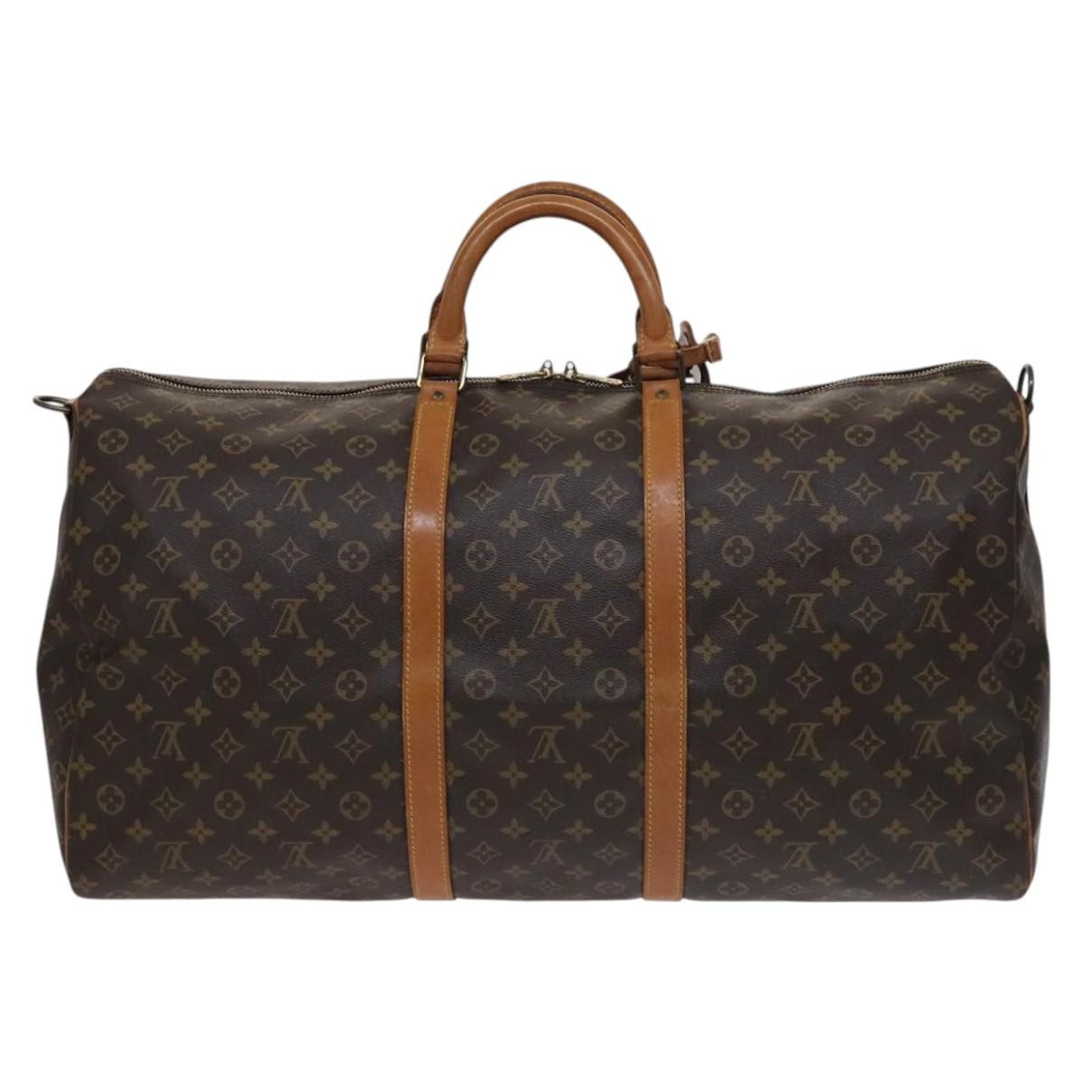 Louis Vuitton Keepall Bandouliere Bag Monogram Canvas, BROWN, CANVAS, Travel bag