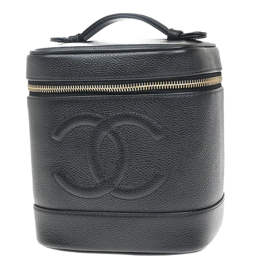 Chanel Vanity pouch Leather, BLACK, LEATHER, Toiletry Case