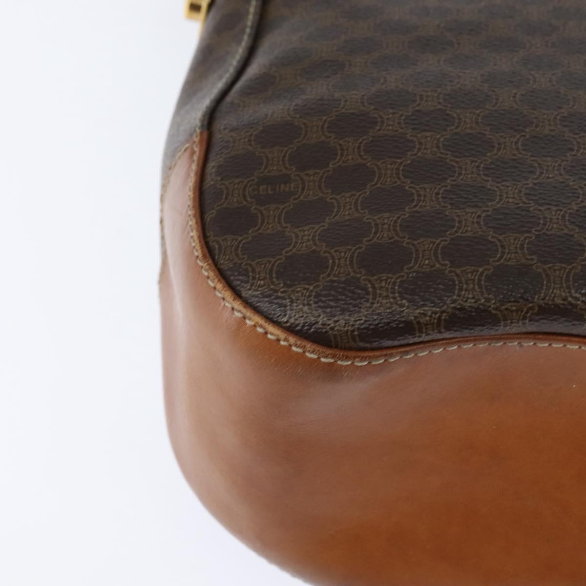 Celine Vintage Macadam Shoulder Bag Canvas and Leather, BROWN, CANVAS, Shoulder bag