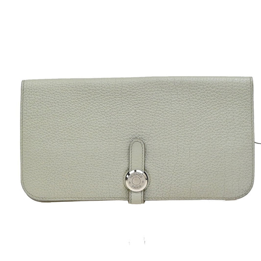 Hermes Dogon Duo Combined Wallet Leather, GRAY, LEATHER, Wallets