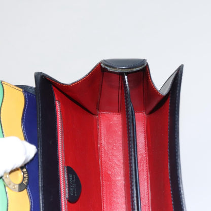 Celine Circle Logo Handbag Leather, NAVY, LEATHER, Handbag