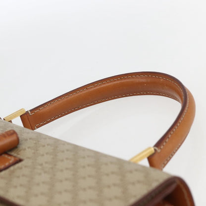 Celine Vintage Macadam Handbag Canvas and Leather, BEIGE, CANVAS, Handbag