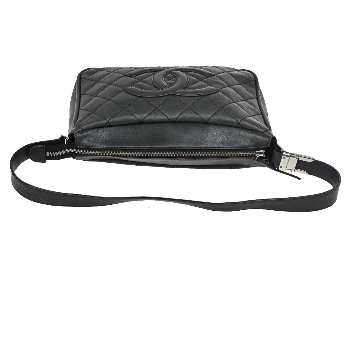 Chanel Vintage Timeless CC Adjustable Shoulder Bag Quilted Caviar, BLACK, LEATHER, Shoulder bag