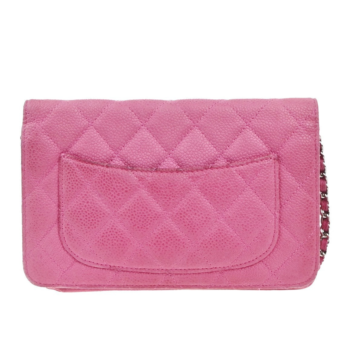 Chanel Wallet on Chain Quilted Grained Calfskin, PINK, LEATHER, Clutche & pouche