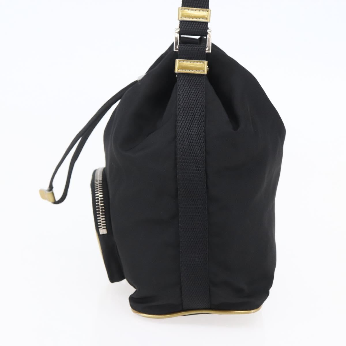 Prada Duet Drawstring Bucket Bag Tessuto, Black, Nylon, Handbag
