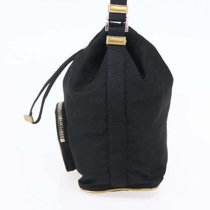 Prada Duet Drawstring Bucket Bag Tessuto, Black, Nylon, Handbag