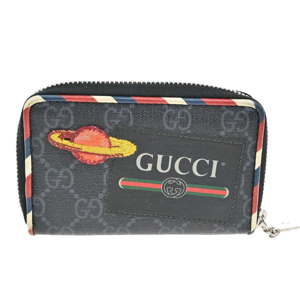 Gucci Night Courrier Bifold Wallet GG Coated Canvas with Applique, BLACK, CANVAS, Wallets