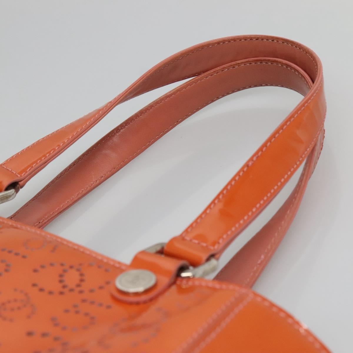 Chanel CC No.5 Shopping Tote Perforated Patent, Orange, Patent Leather, Tote Bag