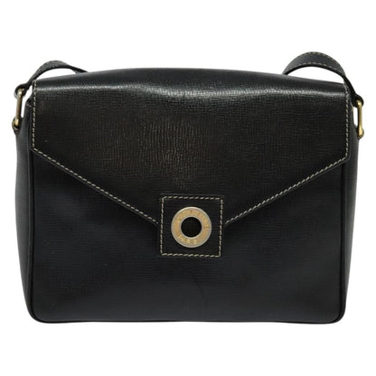 Celine Vintage Circle Logo Crossbody Bag Leather, BLACK, LEATHER, Crossbody bag