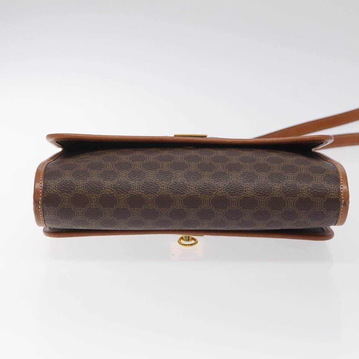 Celine Vintage Macadam Shoulder Bag Canvas and Leather, Brown, Canvas, Shoulder Bag