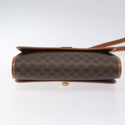 Celine Vintage Macadam Shoulder Bag Canvas and Leather, Brown, Canvas, Shoulder Bag