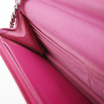 Chanel Wallet on Chain Quilted Grained Calfskin, PINK, LEATHER, Clutche & pouche