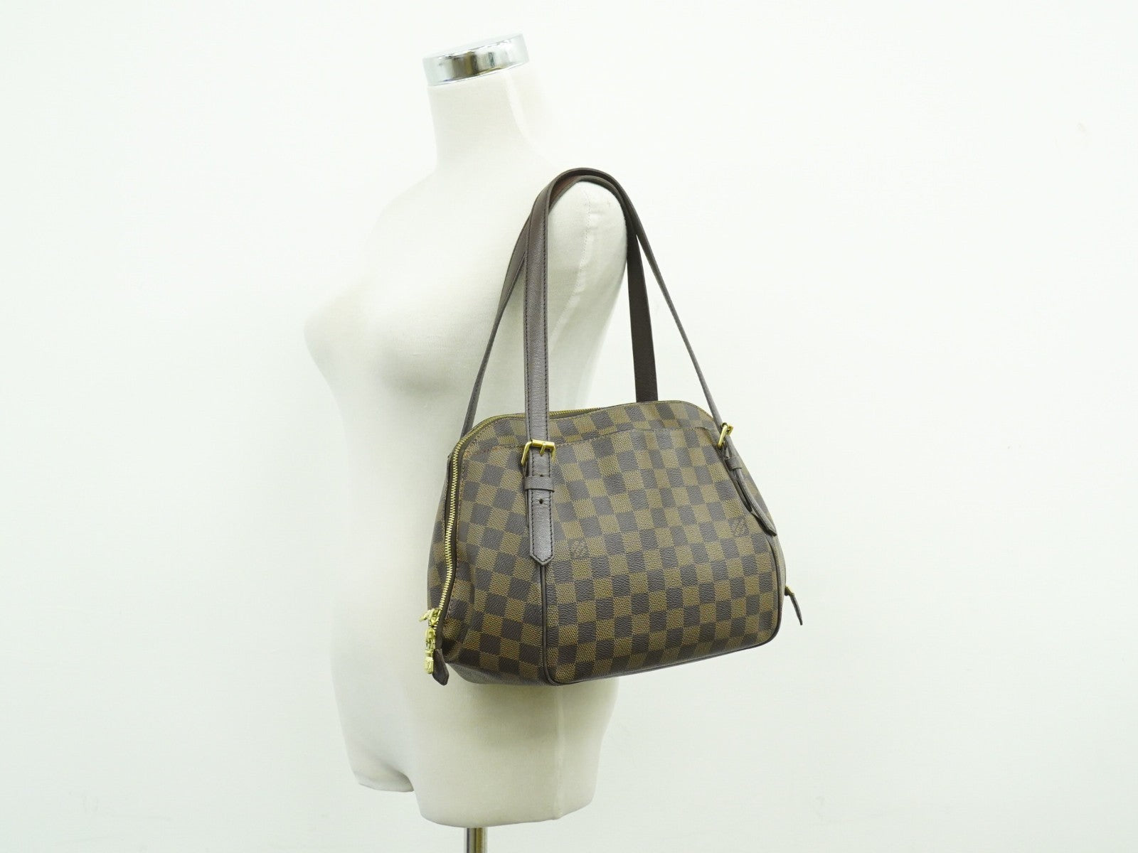 Louis Vuitton Belem Handbag Damier, BROWN, CANVAS, Shoulder bag