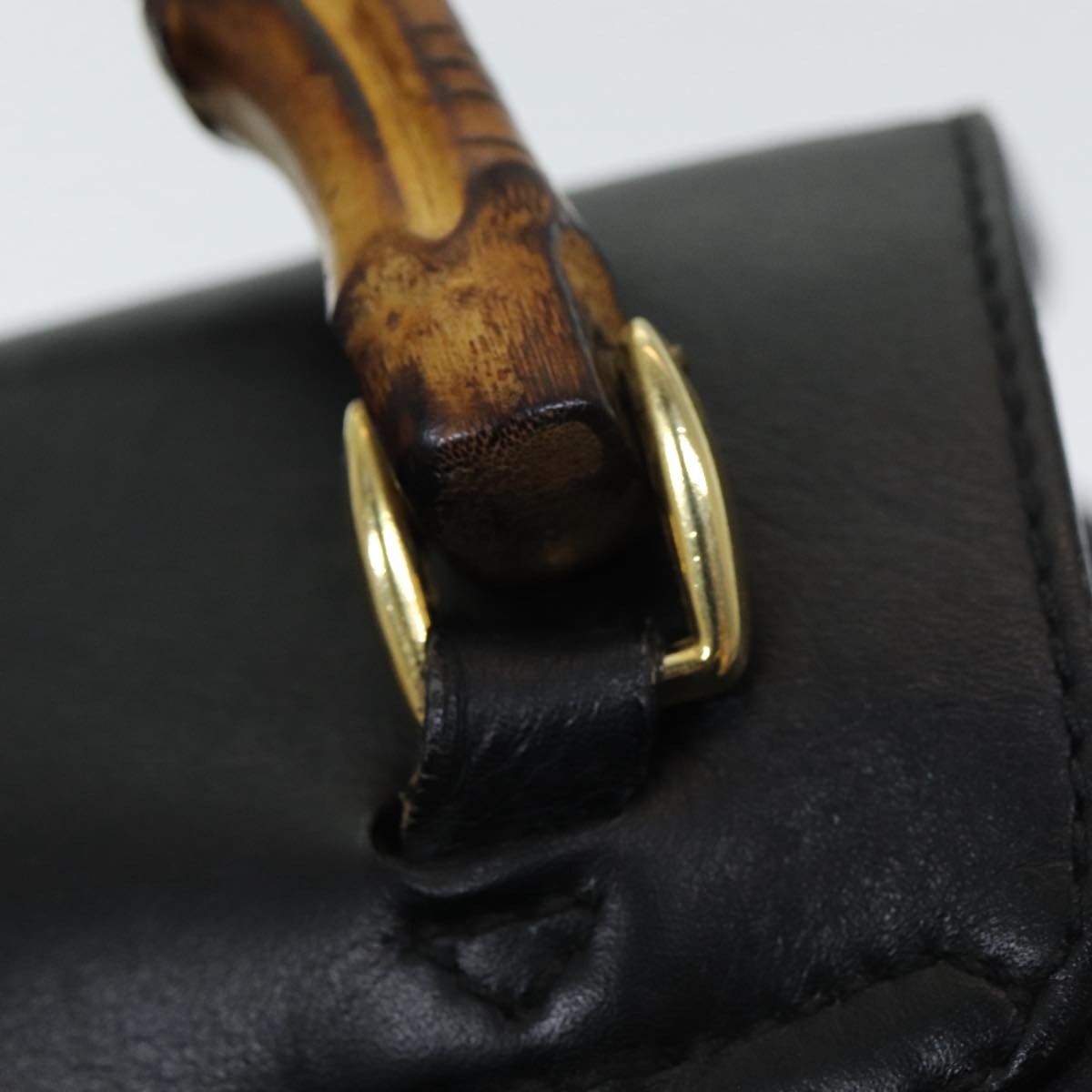 Gucci Vintage Bamboo Backpack Leather, Black, Leather, Backpack