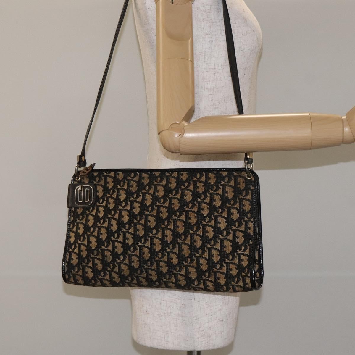 Christian Dior Vintage Trotter Shoulder Bag Canvas, NAVY, CANVAS, Shoulder bag