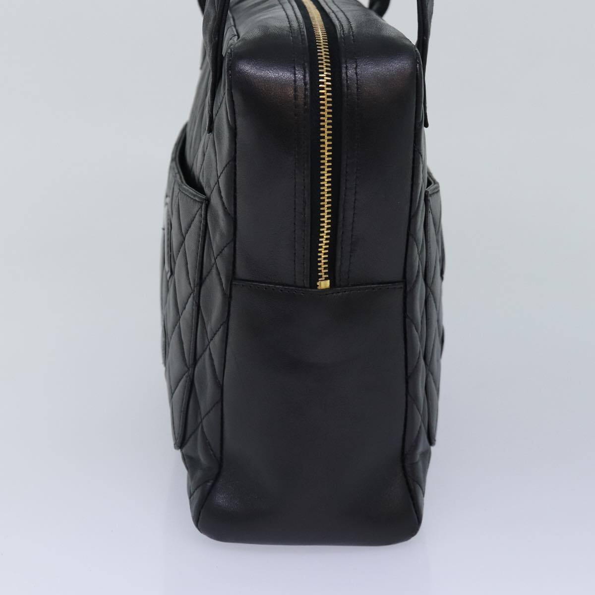 Chanel Coco Mark Black cakfskin, BLACK, LEATHER, Handbag