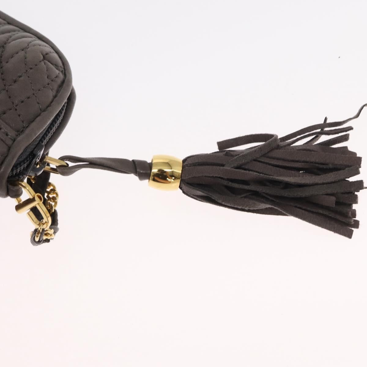 Bally Vintage Chain Shoulder Bag Quilted Leather, GRAY, LEATHER, Shoulder bag
