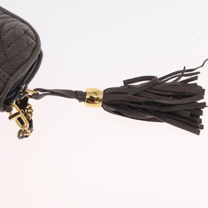 Bally Vintage Chain Shoulder Bag Quilted Leather, GRAY, LEATHER, Shoulder bag