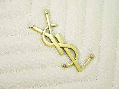 Saint Laurent Vinyle Round Camera Bag Matelasse Chevron Leather, WHITE, LEATHER, Crossbody bag