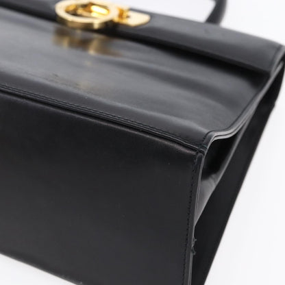 Salvatore Ferragamo Gancini handbag Leather, BLACK, LEATHER, Handbag