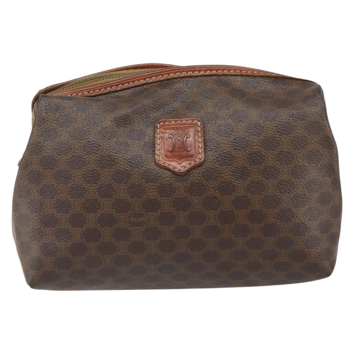 Celine Macadam Pochette Canvas and Leather, BROWN, CANVAS, Clutche & pouche