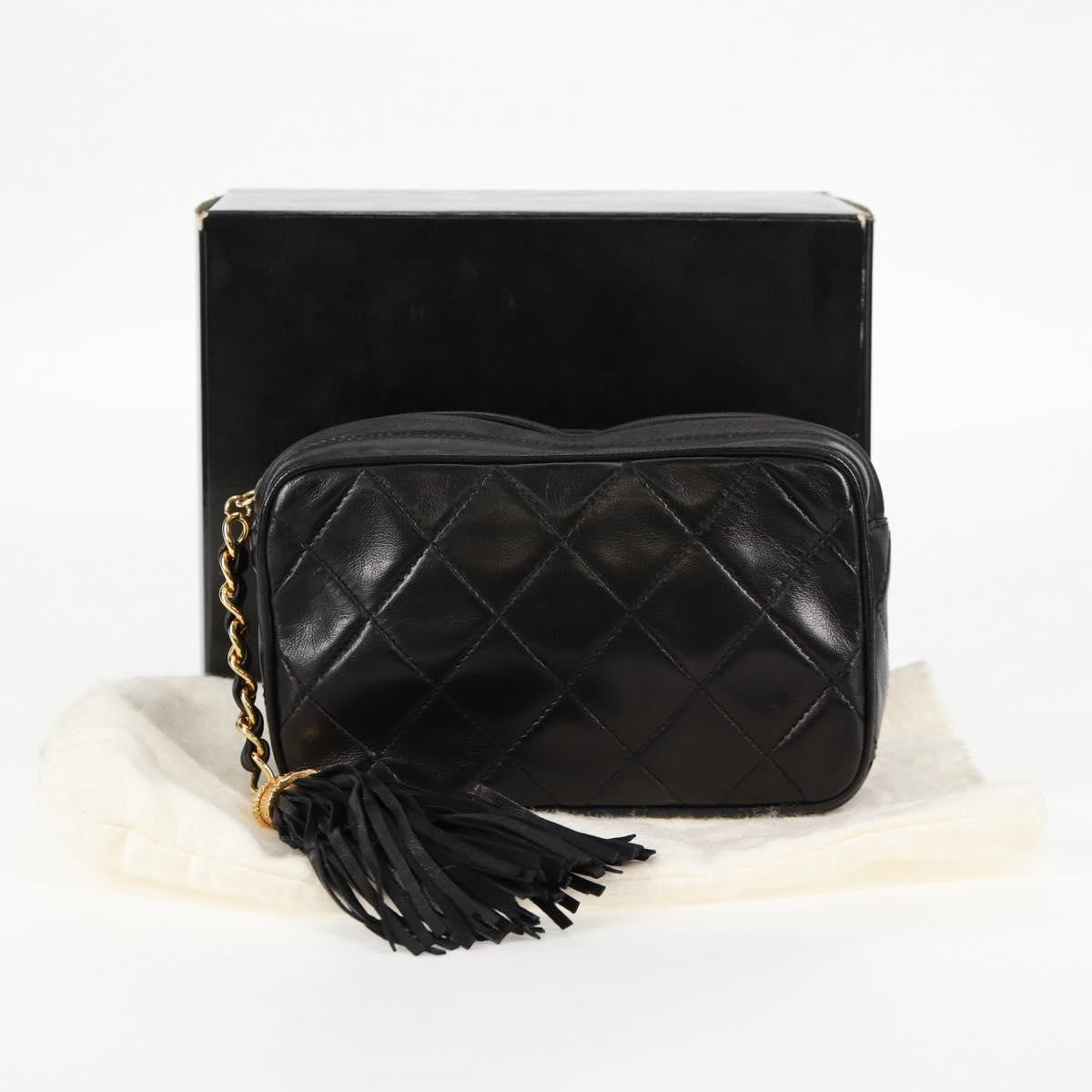 Chanel Vintage Diamond CC Camera Bag Quilted Lambskin, Black, Leather, Clutch