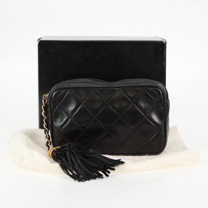 Chanel Vintage Diamond CC Camera Bag Quilted Lambskin, Black, Leather, Clutch