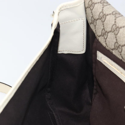 Gucci Double Buckle Flap Messenger Bag GG Coated Canvas with Leather, BEIGE, PVC, Shoulder bag