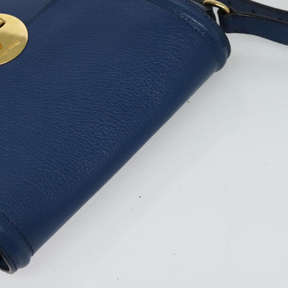 Miu Miu Flap Shoulder Bag Leather, BLUE, LEATHER, Shoulder bag