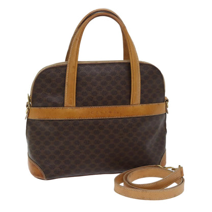 Celine Macadam Handbag Macadam with leather, BROWN, CANVAS, Handbag