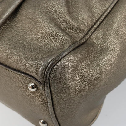 Salvatore Ferragamo Gancini Buckle Shoulder Bag Leather, GOLD, LEATHER, Tote bag