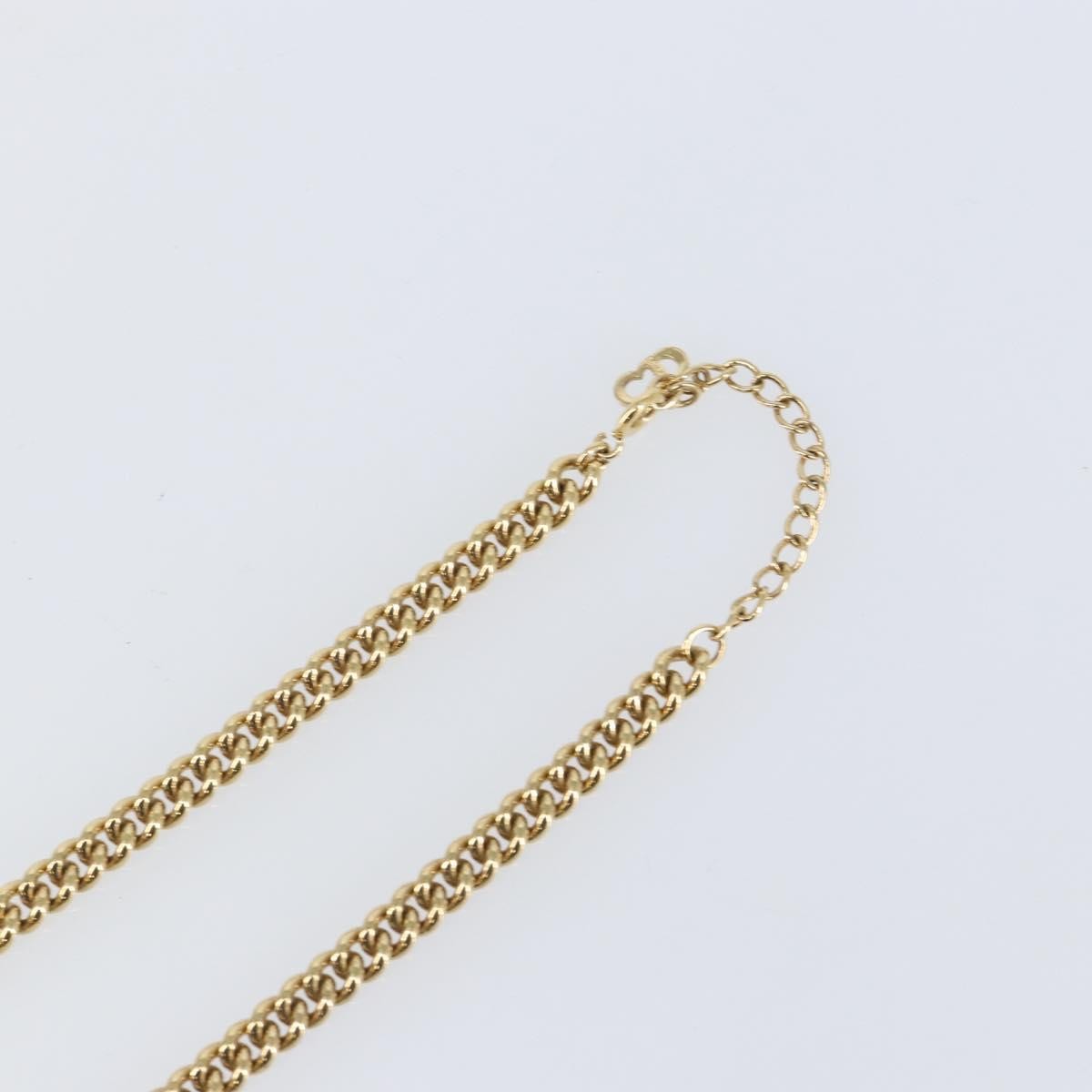 Christian Dior CD Chain Link Necklace Metal with Crystals, GOLD, METAL, Necklace