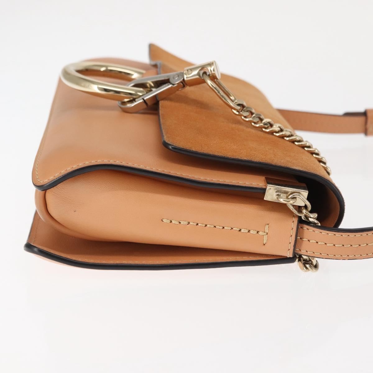 Chloe Faye Shoulder Bag Leather and Suede, BEIGE, LEATHER, Shoulder bag