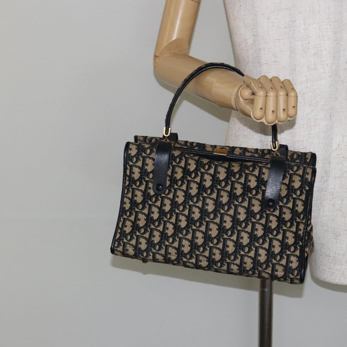 Christian Dior Vintage Trotter Handbag Canvas, NAVY, CANVAS, Handbag