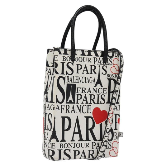 Balenciaga Shopping Phone Holder Printed Leather, WHITE, LEATHER, Tech accessory