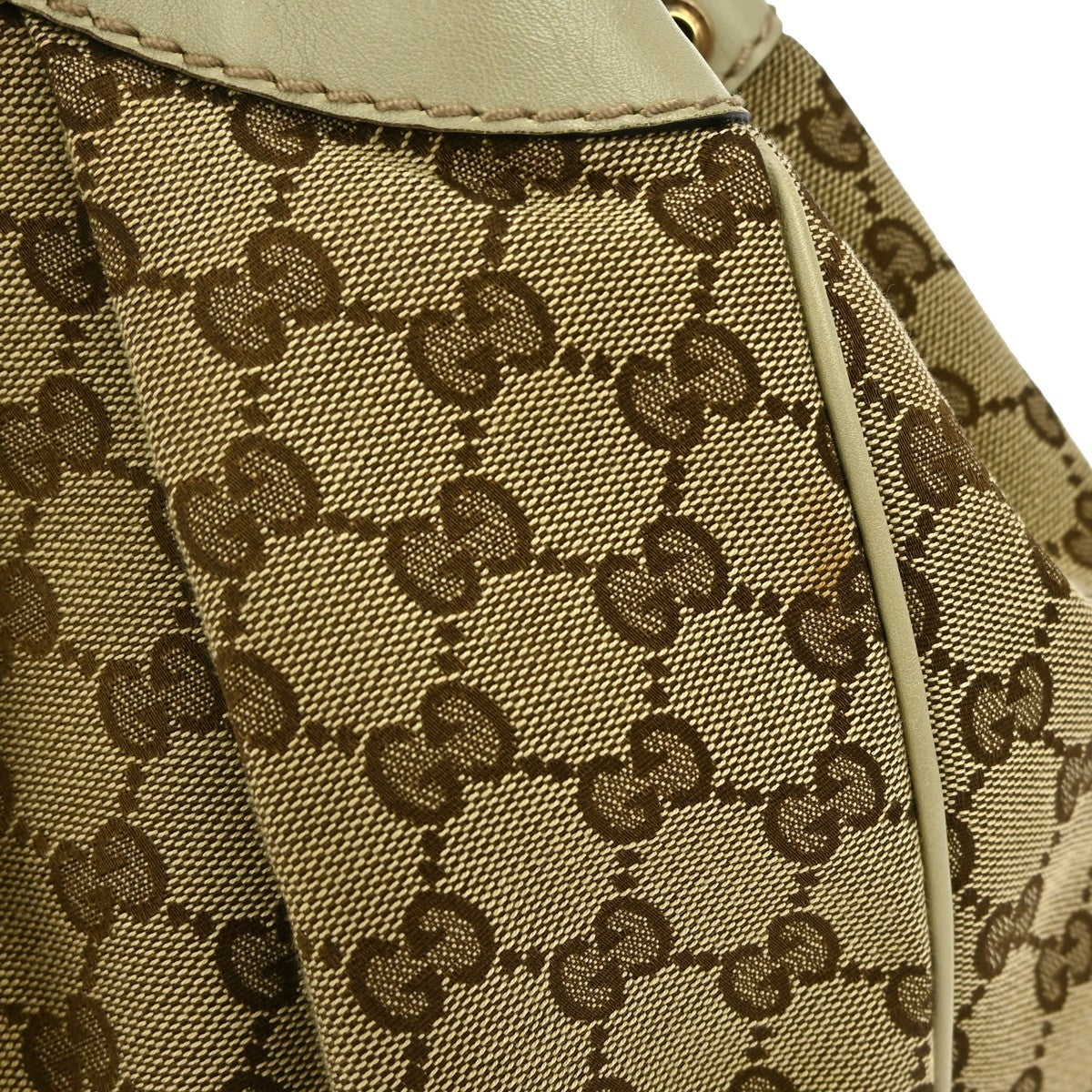 Gucci Sukey Tote GG Canvas with Leather, BEIGE, CANVAS, Tote bag