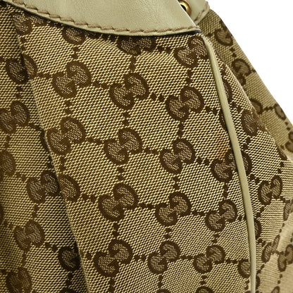 Gucci Sukey Tote GG Canvas with Leather, BEIGE, CANVAS, Tote bag
