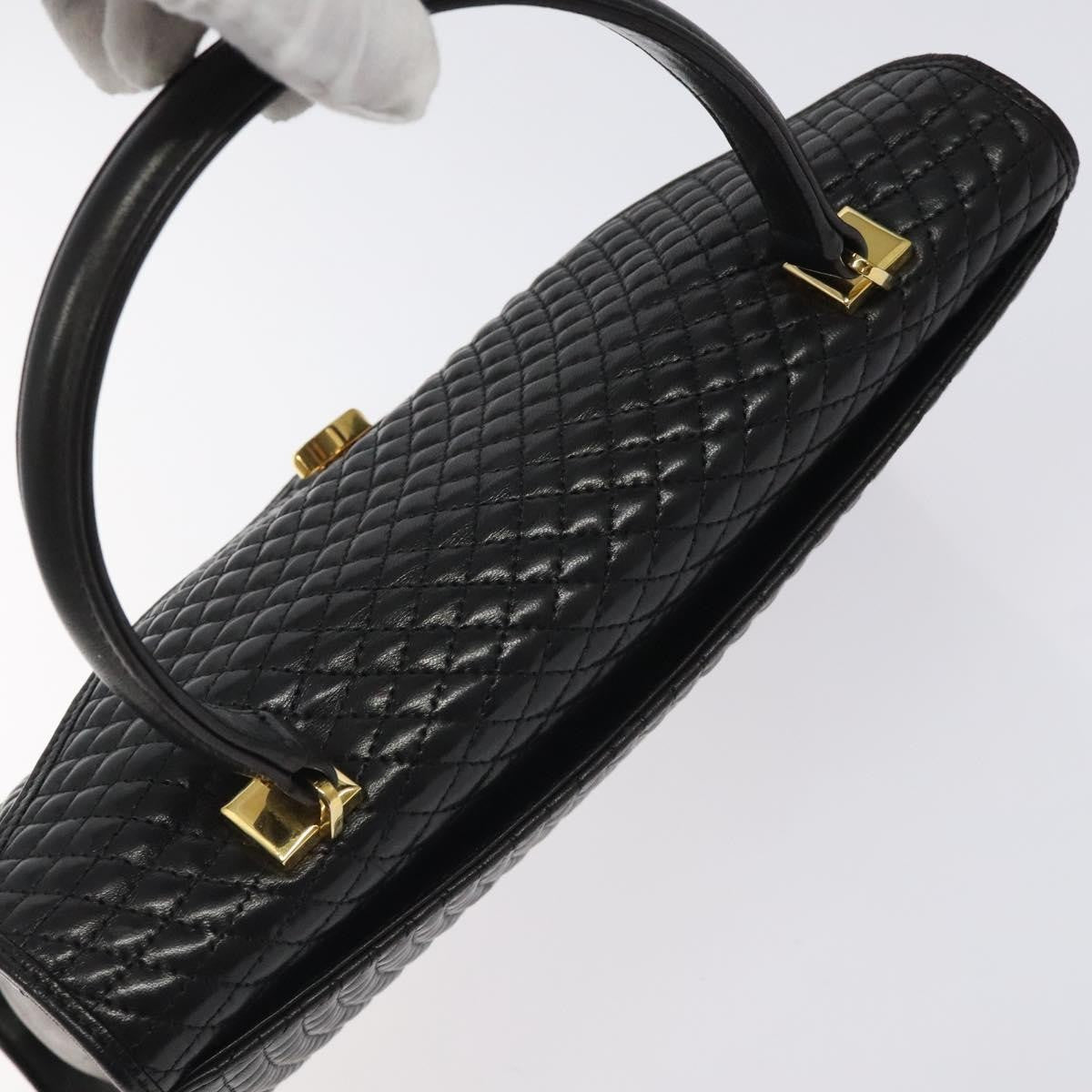 Bally Vintage Handbag Quilted Leather, BLACK, LEATHER, Handbag