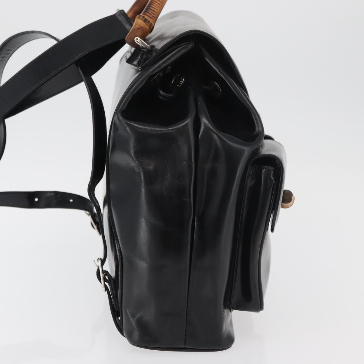 Gucci Vintage Bamboo Backpack Patent leather, Black, Patent Leather, Backpack
