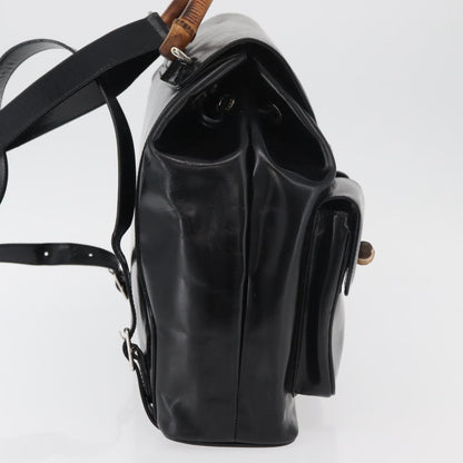 Gucci Vintage Bamboo Backpack Patent leather, Black, Patent Leather, Backpack