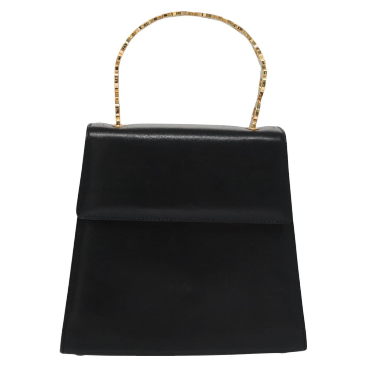 Salvatore Ferragamo Gancini handbag Leather, BLACK, LEATHER, Handbag