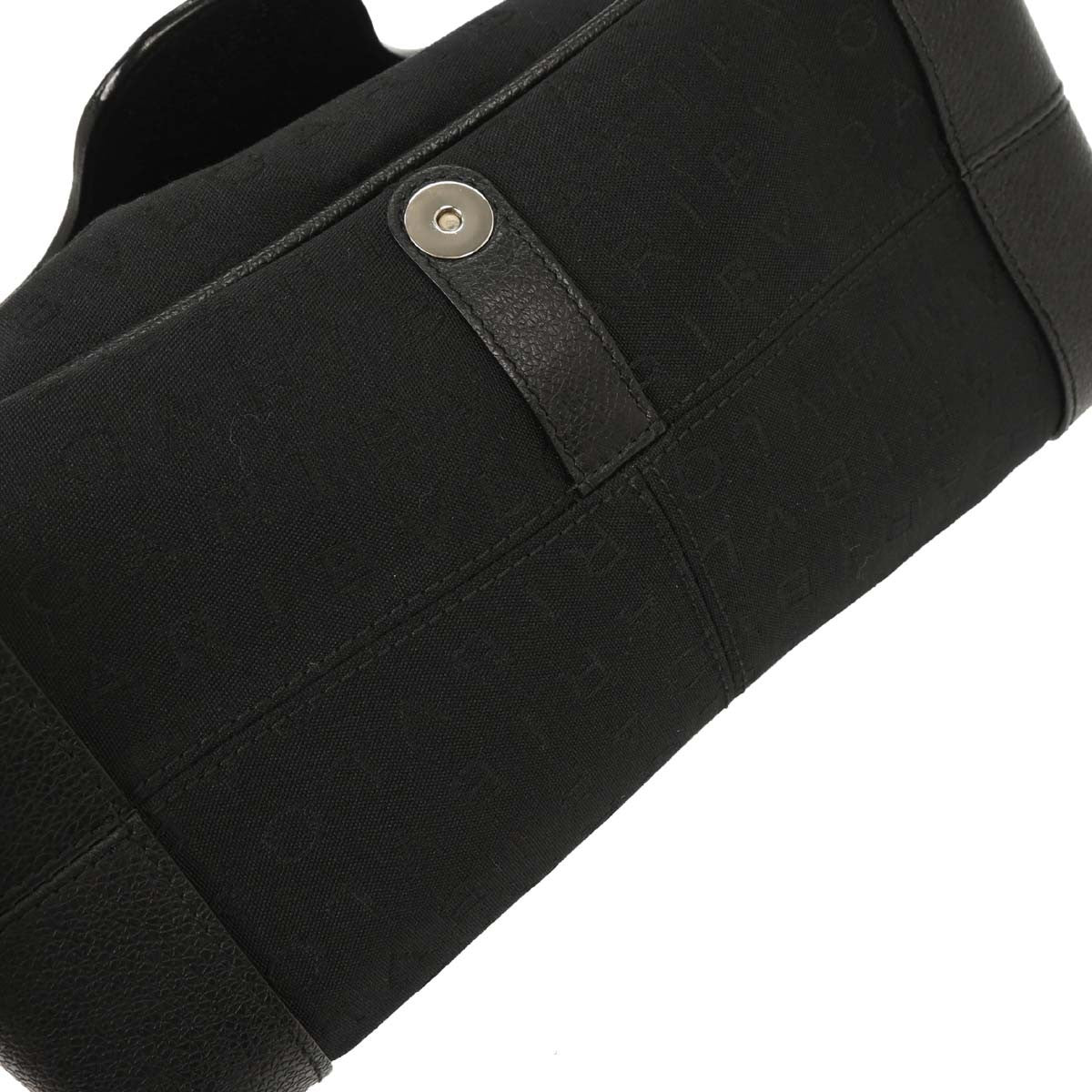 Bvlgari Logomania Shoulder Bag Canvas with Leather, BLACK, LEATHER, Shoulder bag