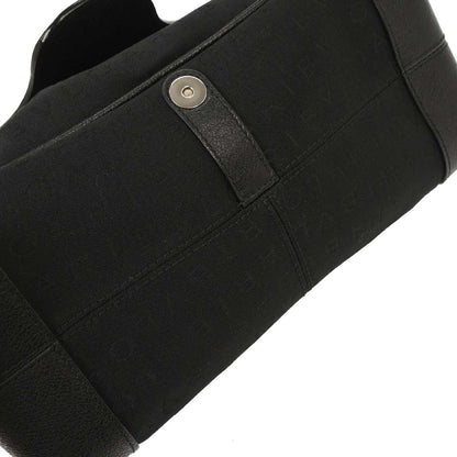 Bvlgari Logomania Shoulder Bag Canvas with Leather, BLACK, LEATHER, Shoulder bag