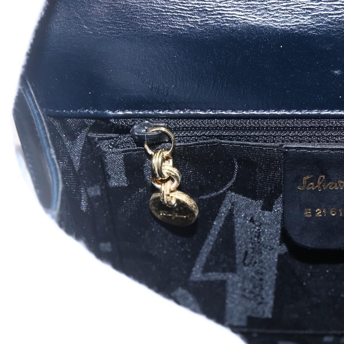 Salvatore Ferragamo Gancini Shoulder Bag Leather, NAVY, LEATHER, Shoulder bag