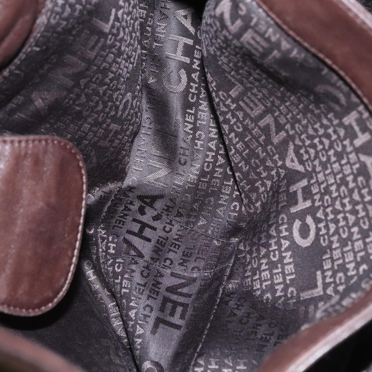 Chanel Vintage Chain Around Shoulder Bag Leather, BROWN, LEATHER, Shoulder bag