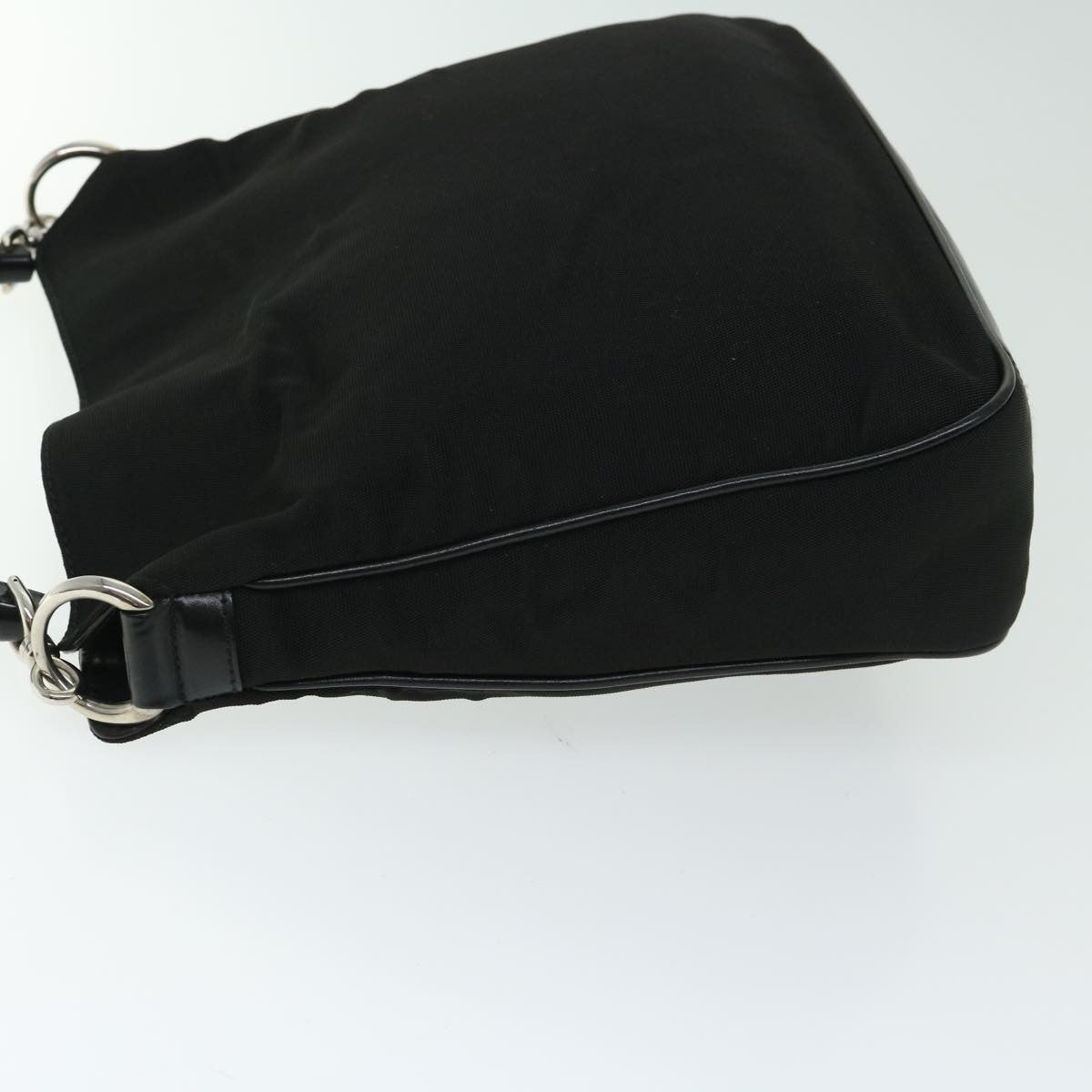 Gucci Vintage Bamboo Handle Bag Nylon, Black, Nylon, Handbag