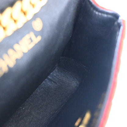 Chanel Vintage Clutch Pleated Leather, RED, CANVAS, Shoulder bag