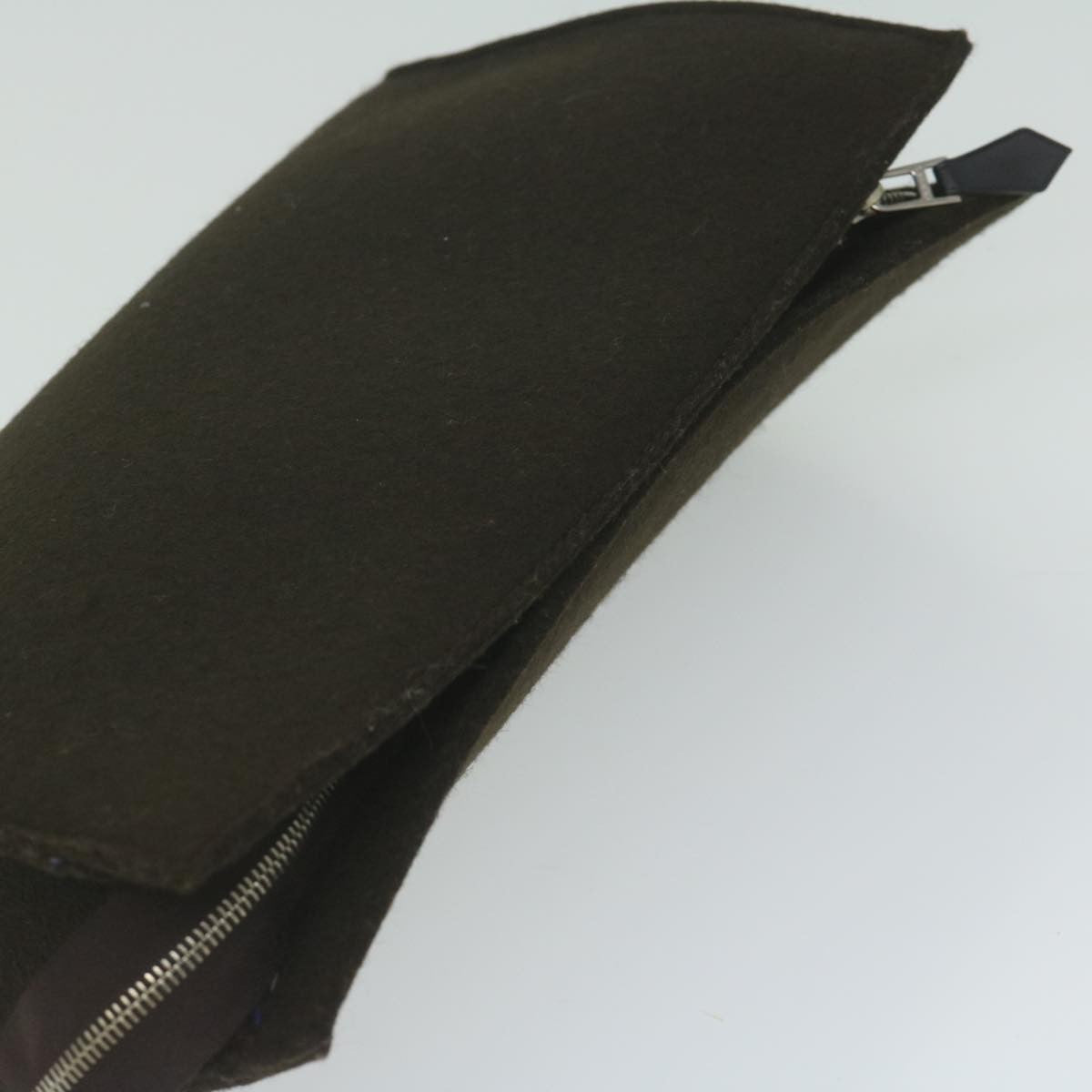 Hermes Vintage Clutch Wool, BROWN, WOOL, Clutche & pouche