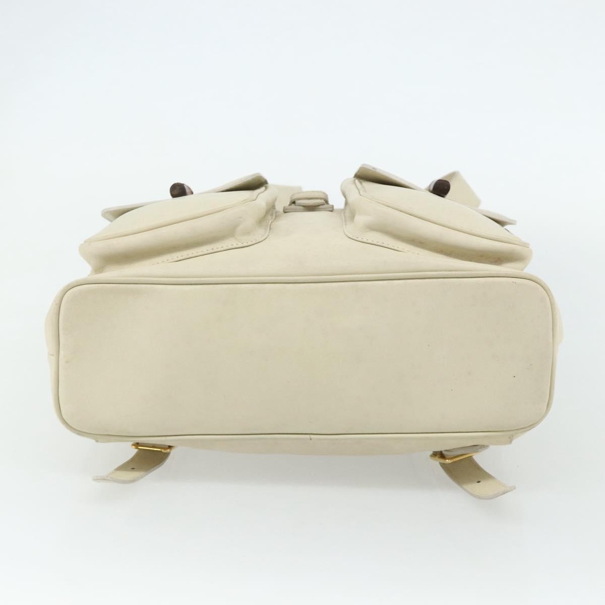 Gucci Vintage Bamboo Backpack Leather, White, Leather, Backpack